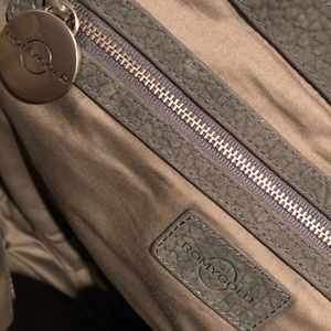 Grey suede and fur trim envelope bag - RomyGold